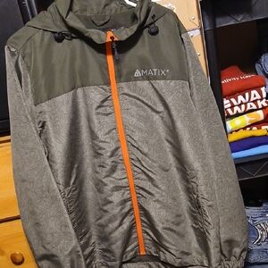 Matix Olive Green Windbreaker with Orange Zipper